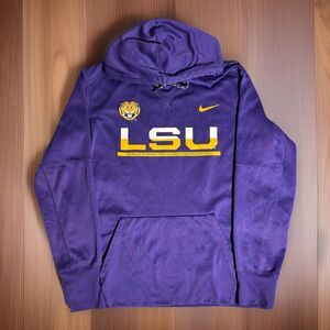 LSU Tigers Nike Hoodie Purple Pullover Dri-Fit Fleece Sweatshirt Mens Size Large